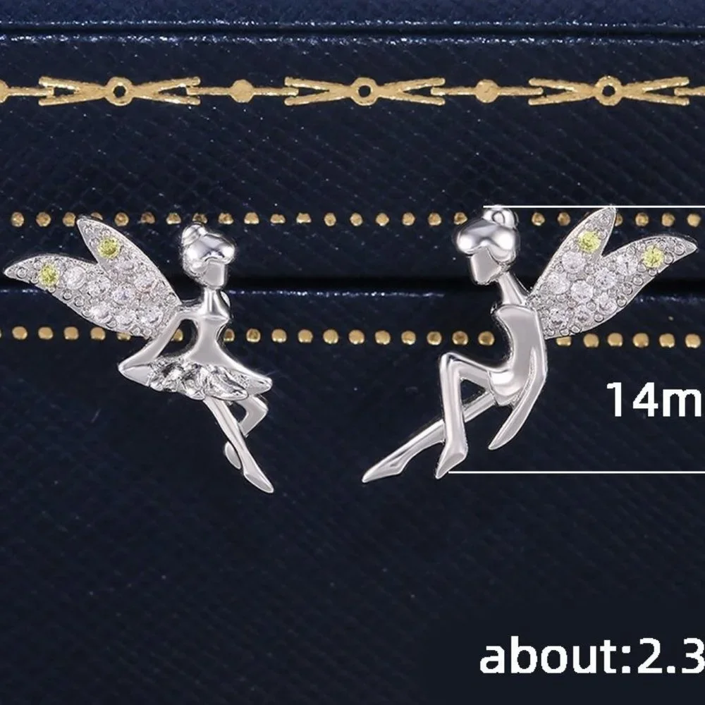 💝Dainty White CZ Sweet Wing Fairies Stud Earrings for Women, GPMB1441